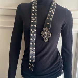 LEATHEROCK black studded leather belt